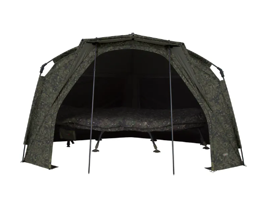 Camouflage fishing shelter on a white background