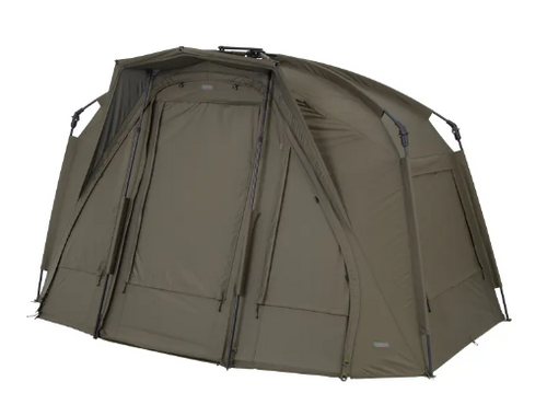 Green fishing tent on a white background