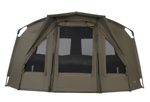 Load image into Gallery viewer, Green camping tent with mesh windows on a white background
