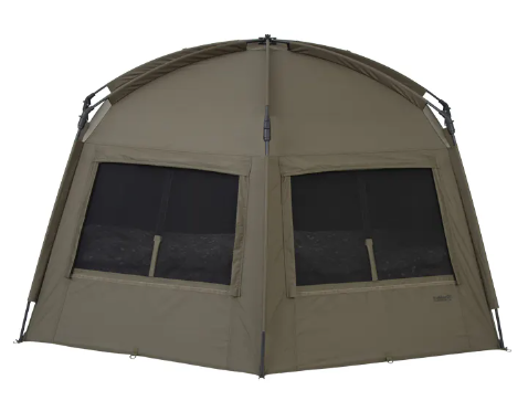 Load image into Gallery viewer, Brown camping tent with mesh windows on a white background
