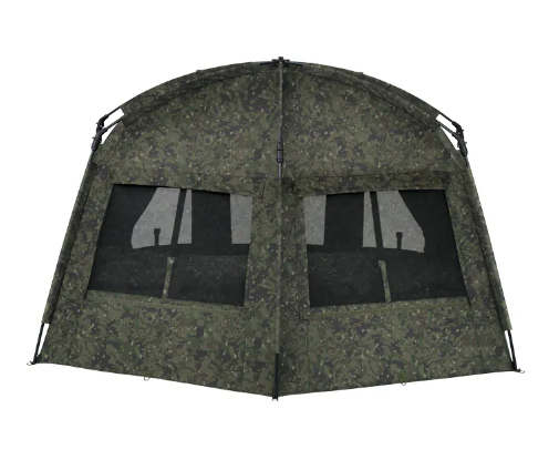 Load image into Gallery viewer, Camouflage-patterned tent with mesh windows on a white background
