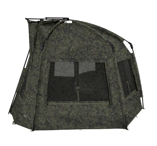 Load image into Gallery viewer, Camouflage-patterned tent with mesh windows on a white background
